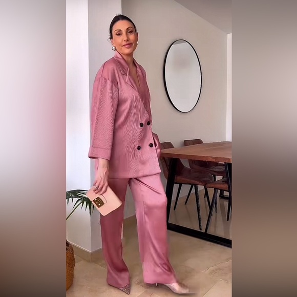 ZARA WRINKLED LOOK BLAZER AND WRINKLE LOOK PANTS - Picture 1 of 17